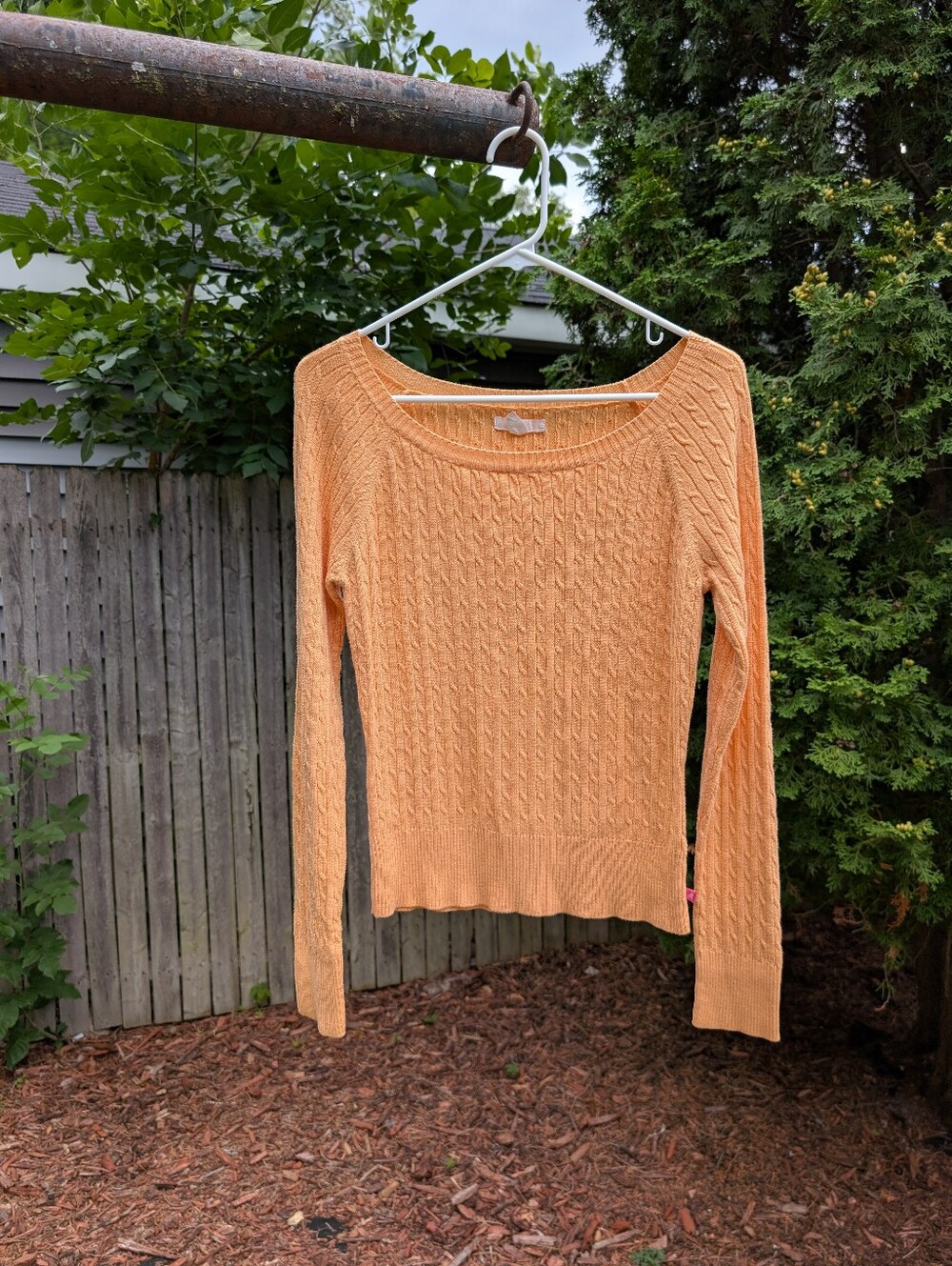 Aeropostale Women's Y2K Orange Cableknit Sweater Size XL